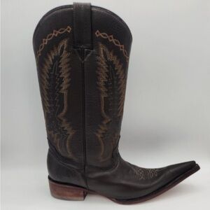Vintage Siete Leguas Black Leather Cowboy Boots Sz 10